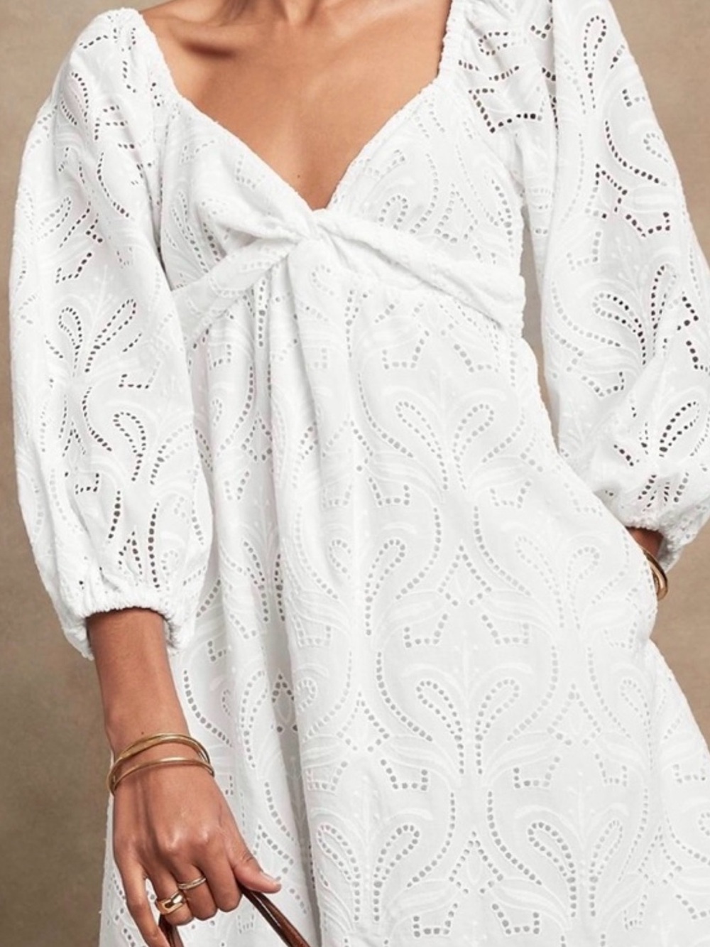 Banana Republic White Eyelet Midi Dress